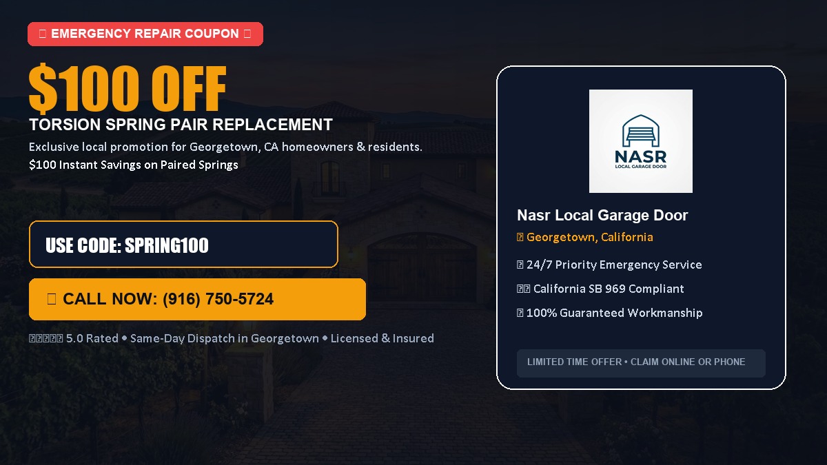 $100 OFF Heavy-Duty Torsion Spring Pair Replacement in Georgetown, CA